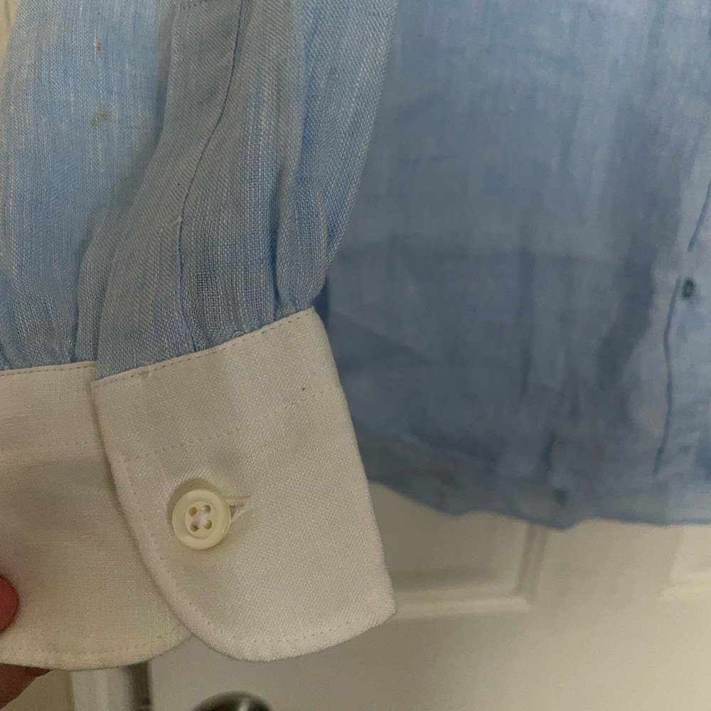 BAGUTTA SKY BLUE LINEN TUNIC BLOUSE SZ EU 38/ US 2 NWT - Picture 2 of 6